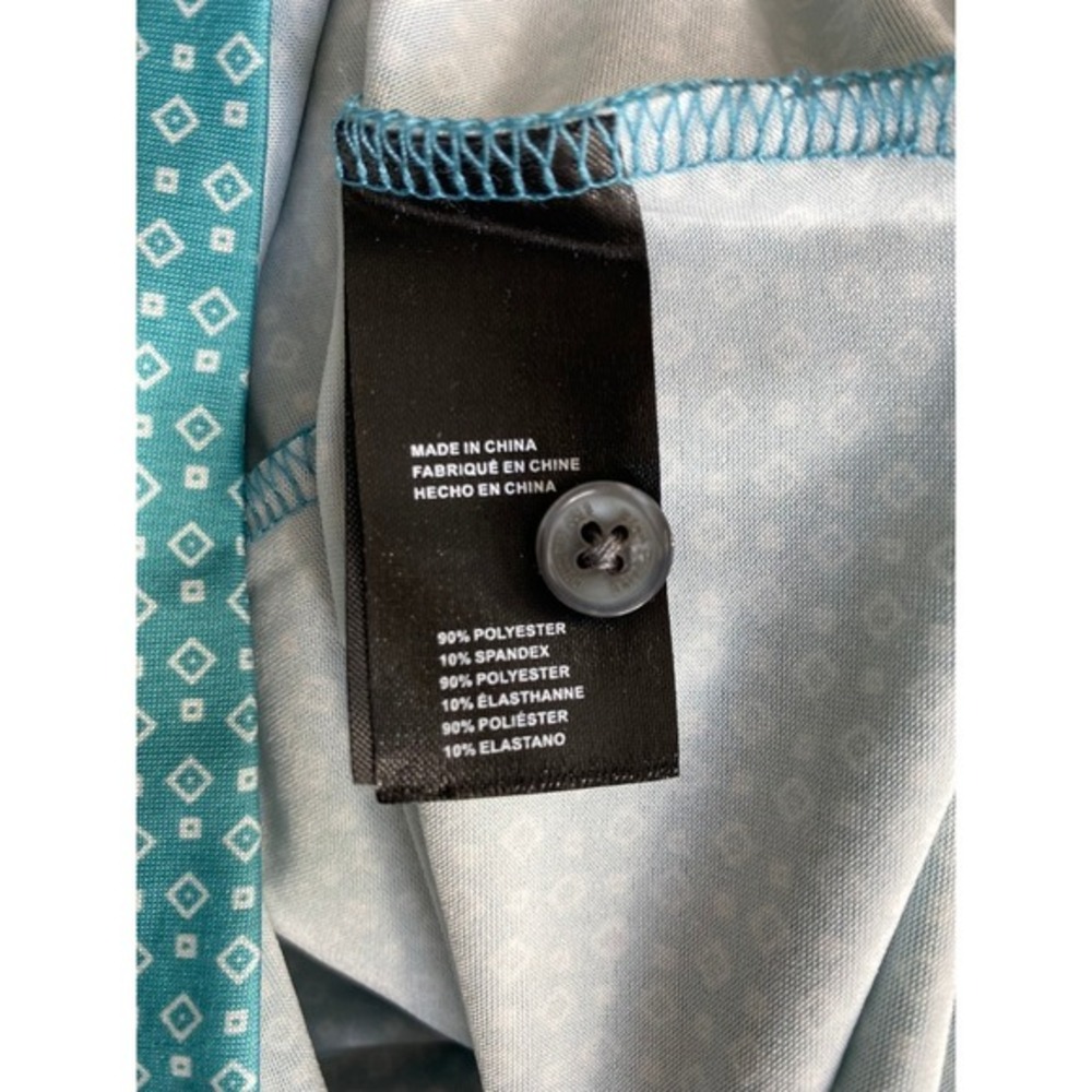 Kenneth Cole AOP Geo Golf Polo Men Size 1X Teal Athletic Performance NWT - Picture 7 of 9